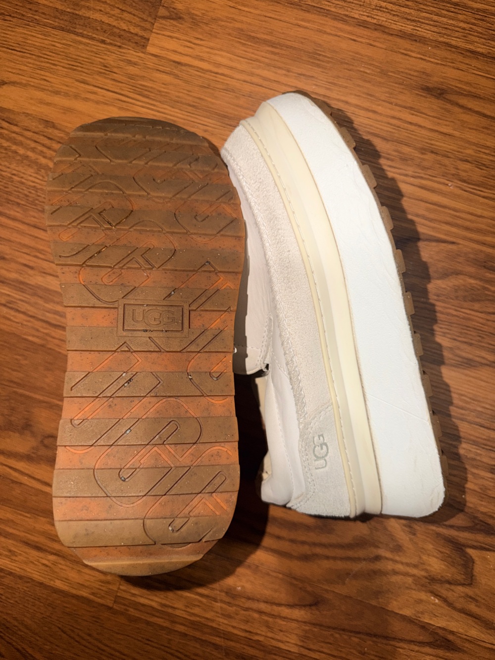 UGG White and Brown Platform Sneakers